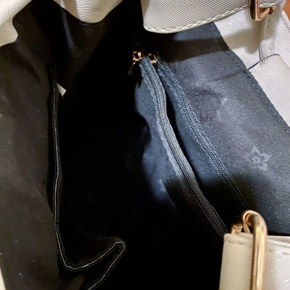 White and Gold Faux Leather Backpack - Picture 4 of 4